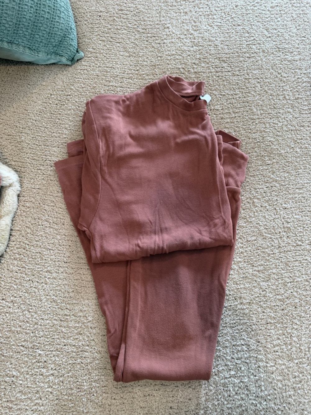 Ribbed Mock-Neck Women's Jumpsuit - Rose Mauve